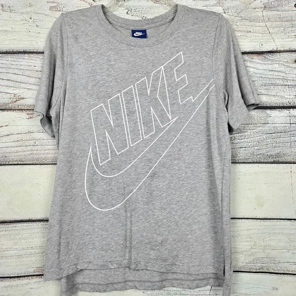 Nike Womens Medium Gray Logo Graphic Short Sleeve Tee - Picture 1 of 7